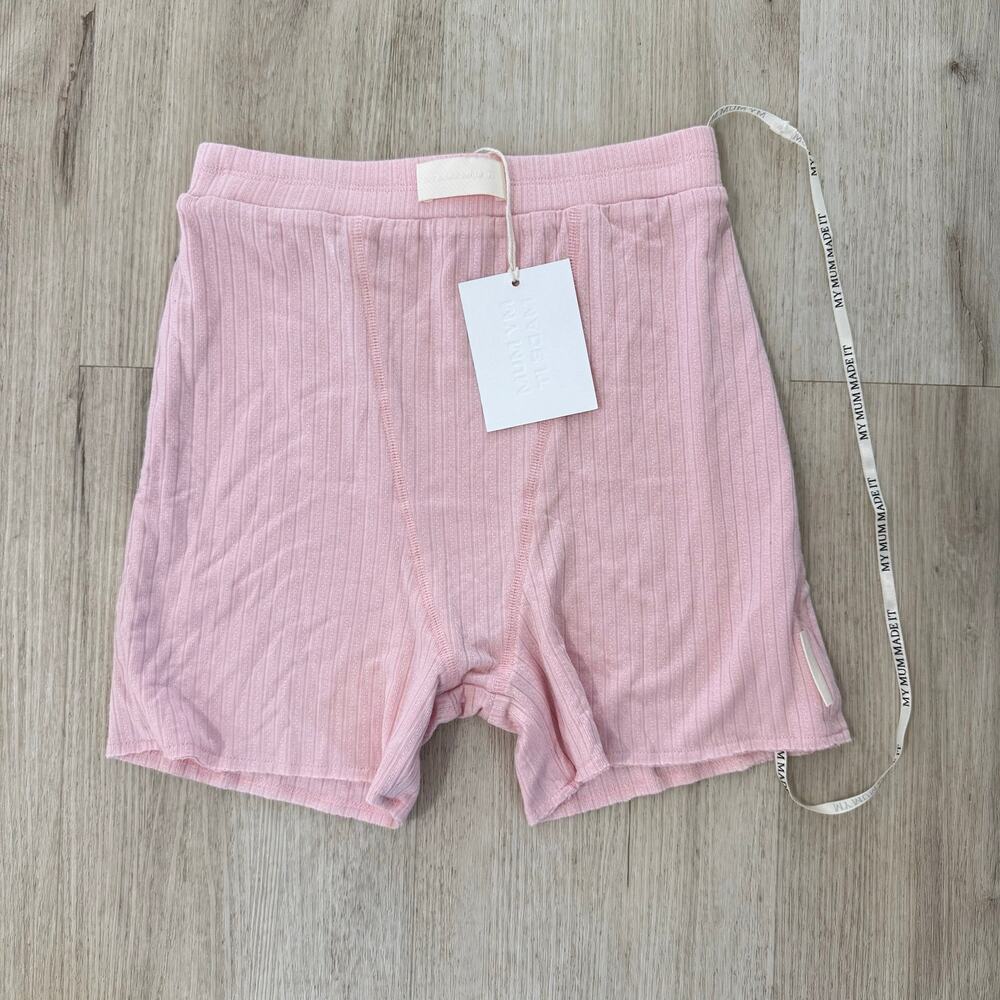 NWT My Mum Made It Cotton Ribbed Boxer Shorts Pink Lounge Basic Chic Size XS/S